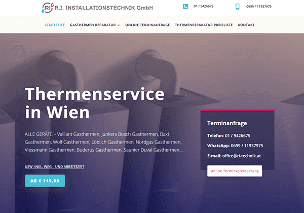izrada web sajta lux website projekat R I Installationstechnik GmbH